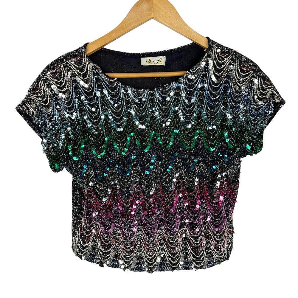 Vintage Rhoda Lee Union Made Sequin Blouse Small